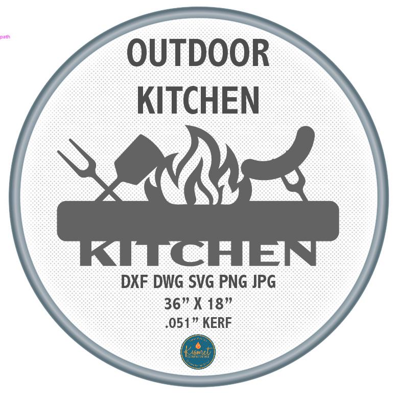 Outdoor Kitchen Grill Sign DXF/SVG design preview with file details