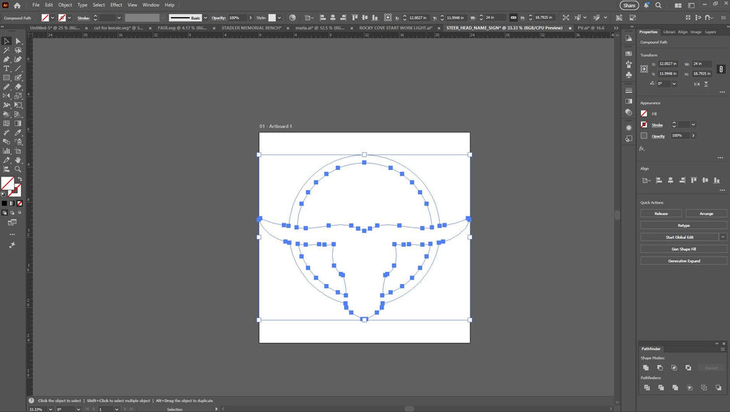 Steer Head Circle Sign vector paths in design software (photo 8)