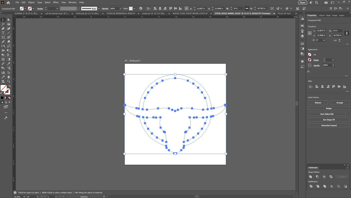 Steer Head Circle Sign vector paths in design software (photo 8)