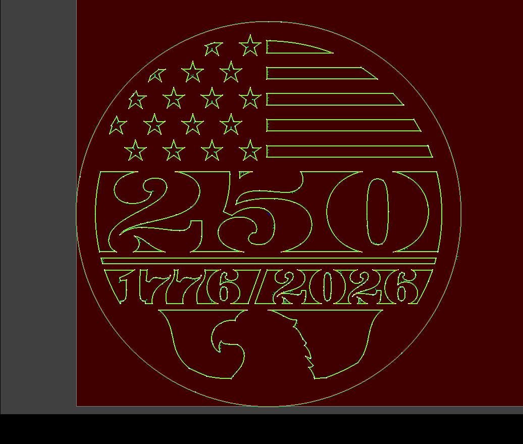 America 250 Eagle Flag Sign vector paths in design software