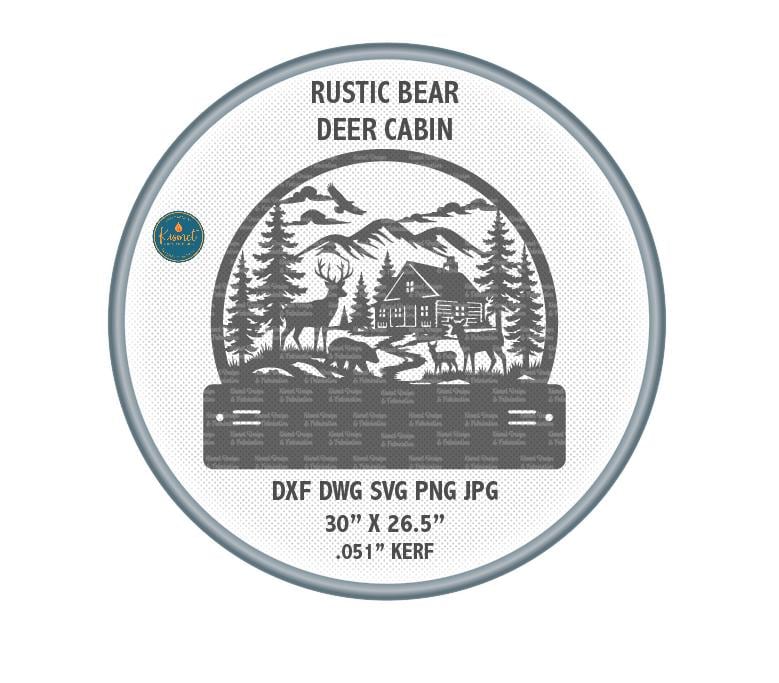 Rustic Bear Deer Cabin Sign DXF/SVG design preview with file details (photo 3)