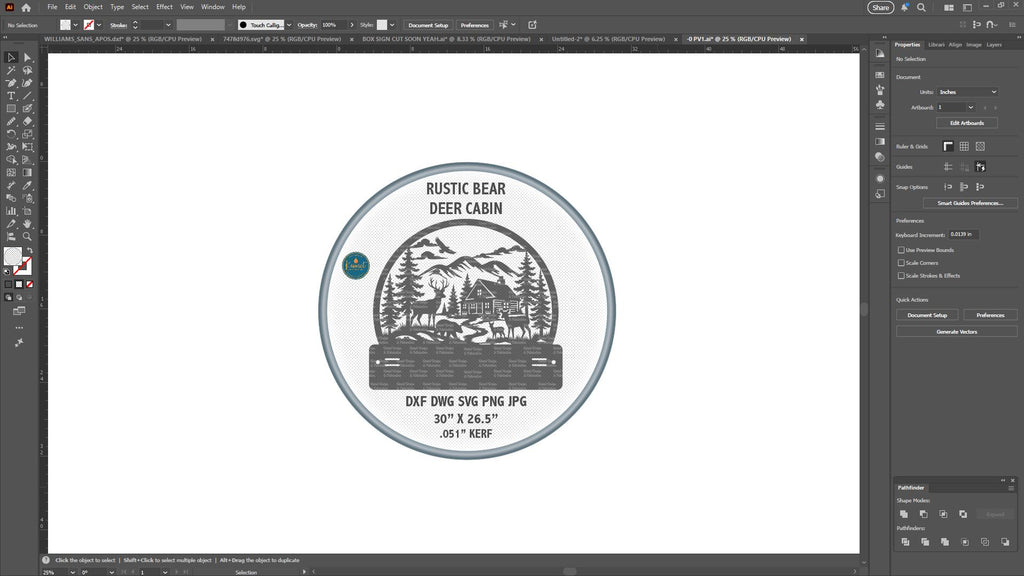 Rustic Bear Deer Cabin Sign vector paths in design software (photo 9)