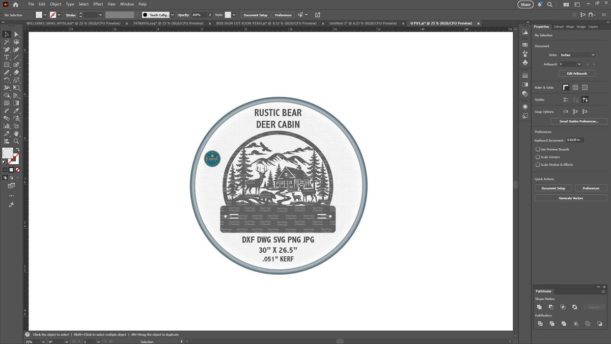 Rustic Bear Deer Cabin Sign vector paths in design software (photo 9)