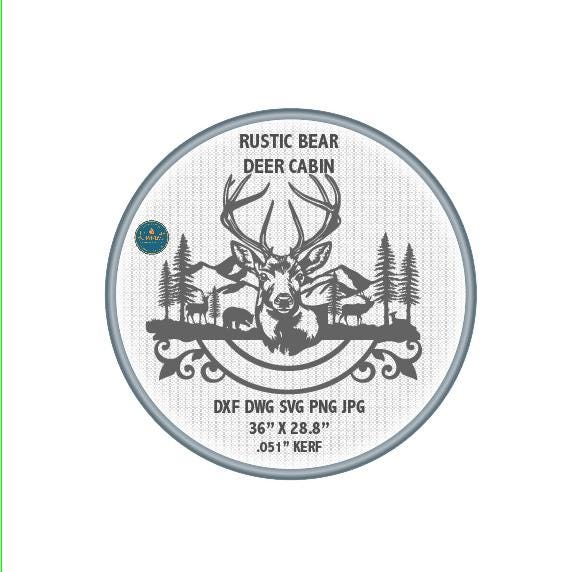 Rustic Deer and Bear Cabin Sign DXF/SVG design preview with file details (photo 10)
