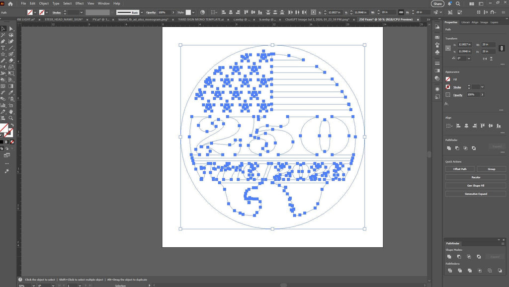 America 250 Eagle Flag Sign vector paths in design software (photo 4)