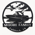 Personalized Speedboat Lake Sign finished metal example