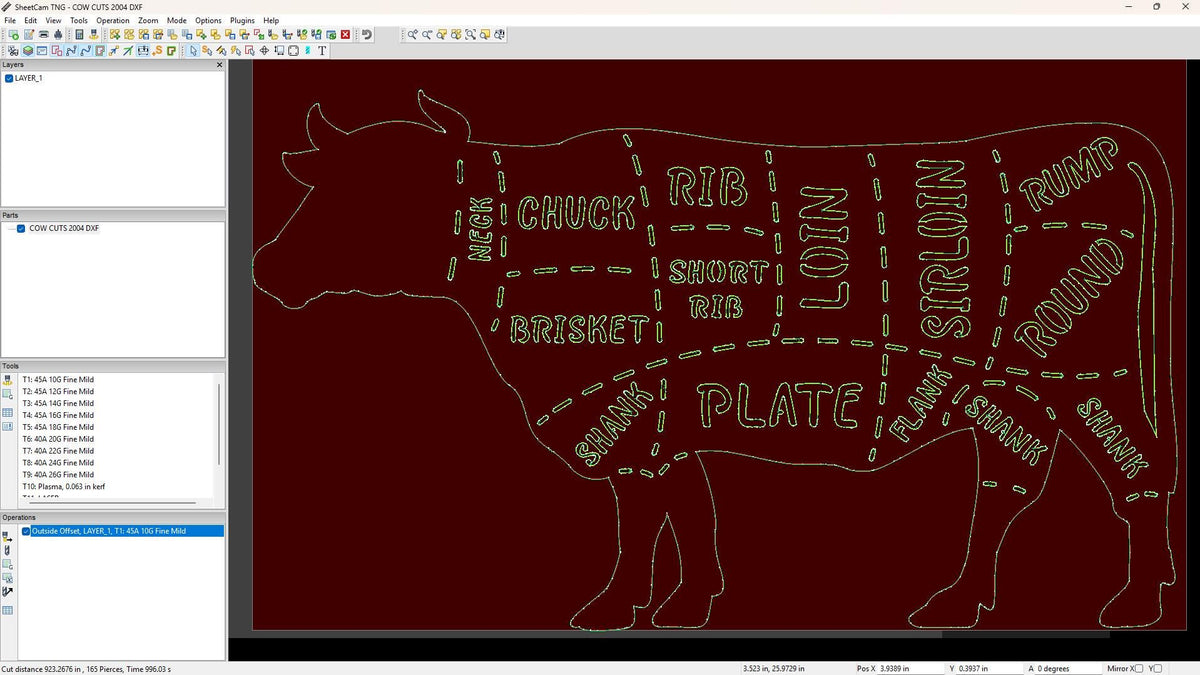 Cow Butcher Cuts Chart Sign vector paths in design software (photo 7)