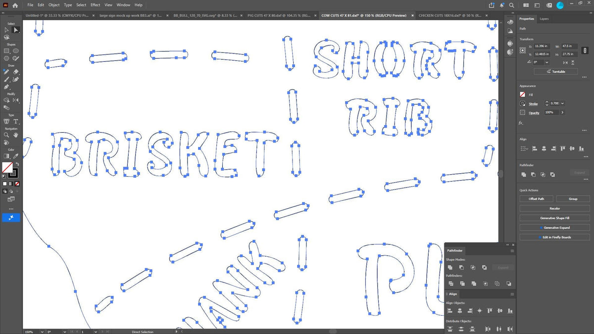 Cow Butcher Cuts Chart Sign vector paths in design software (photo 9)