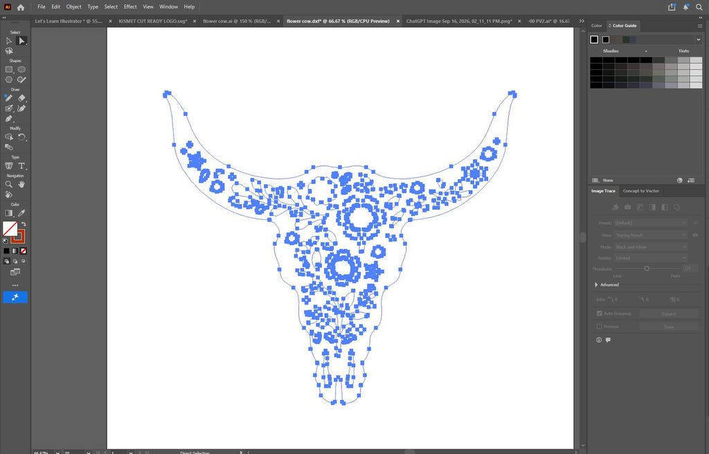 Flower Steer Sign vector paths in design software