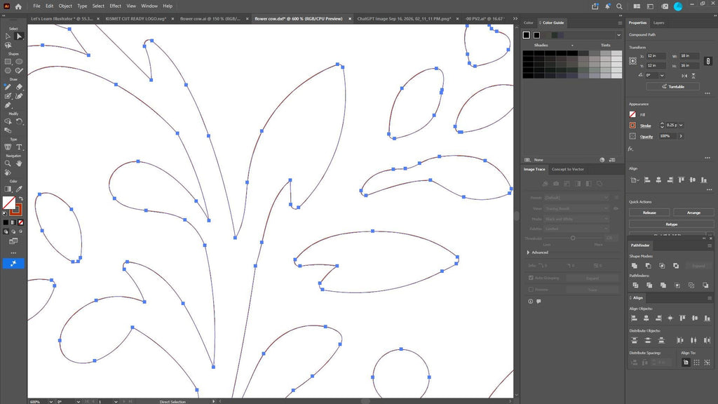 Flower Steer Sign vector paths in design software (photo 3)