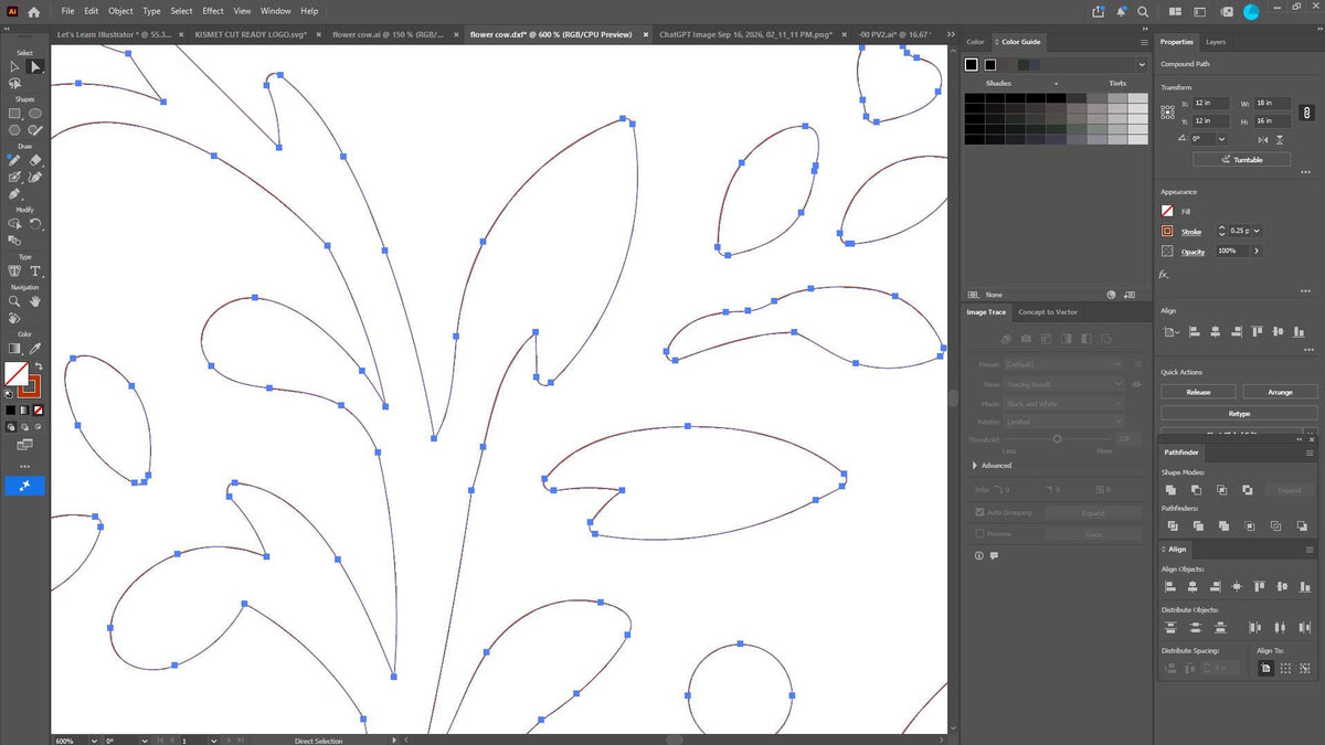 Flower Steer Sign vector paths in design software (photo 3)