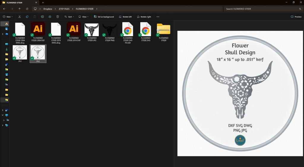 Flower Steer Sign vector paths in design software (photo 7)
