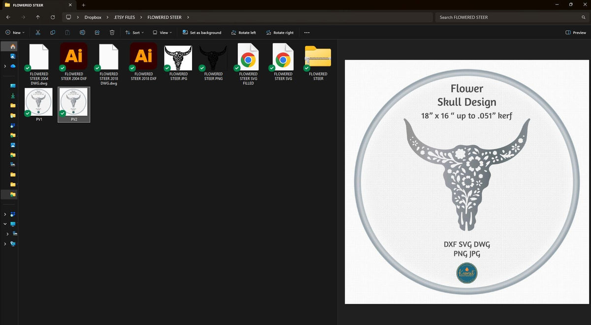Flower Steer Sign vector paths in design software (photo 7)