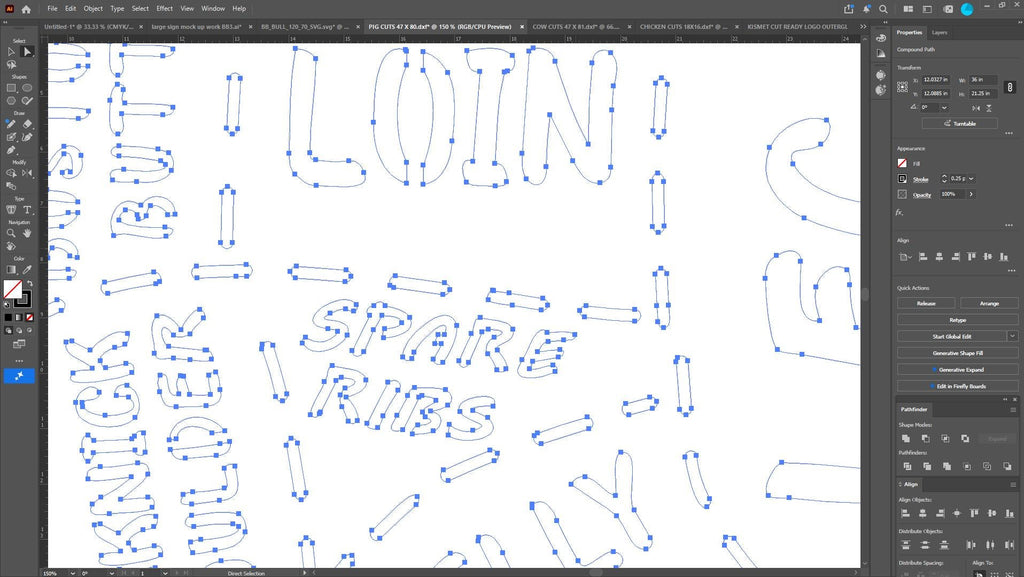Pig Butcher Cuts Chart Sign vector paths in design software (photo 5)