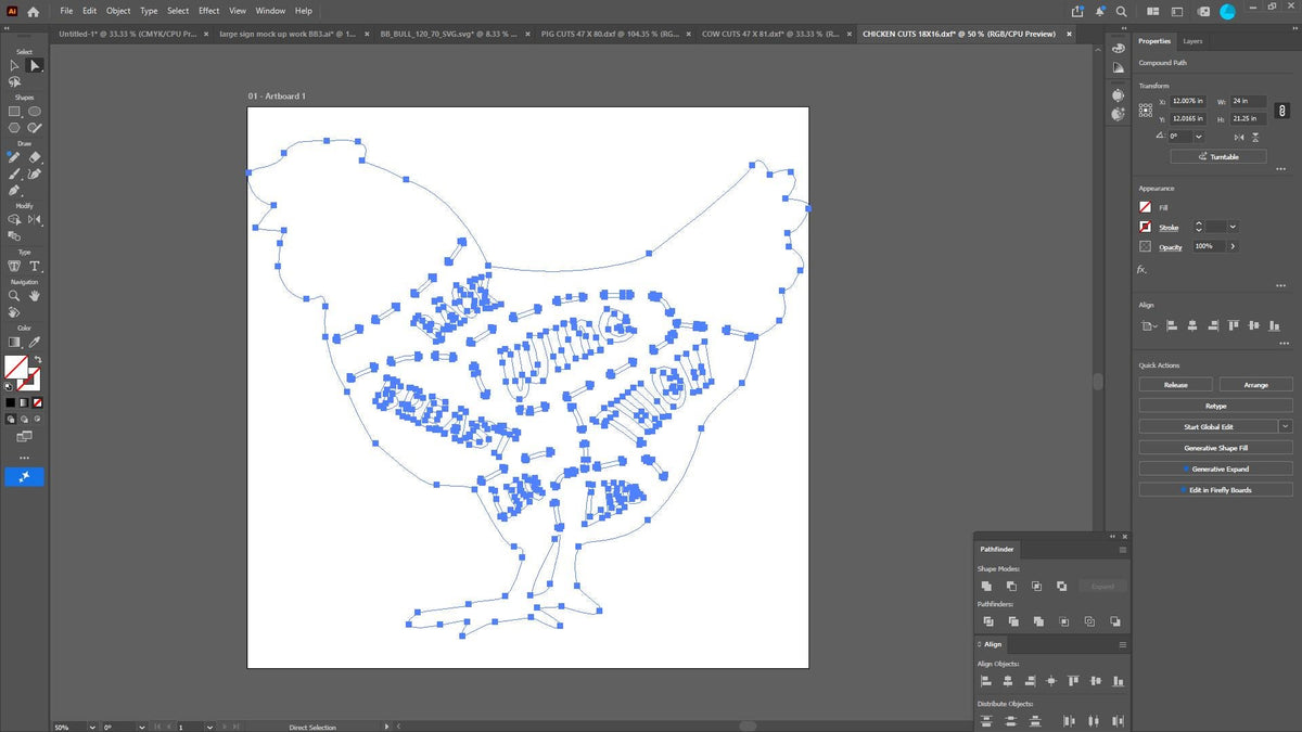 Chicken Butcher Cuts Chart Sign vector paths in design software (photo 9)