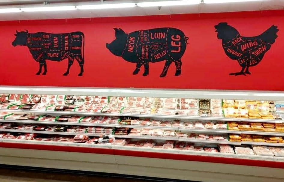 Pig Butcher Cuts Chart Sign finished metal example (photo 6)