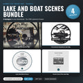 Lake and Boat Scenes Bundle DXF/SVG design preview with file details