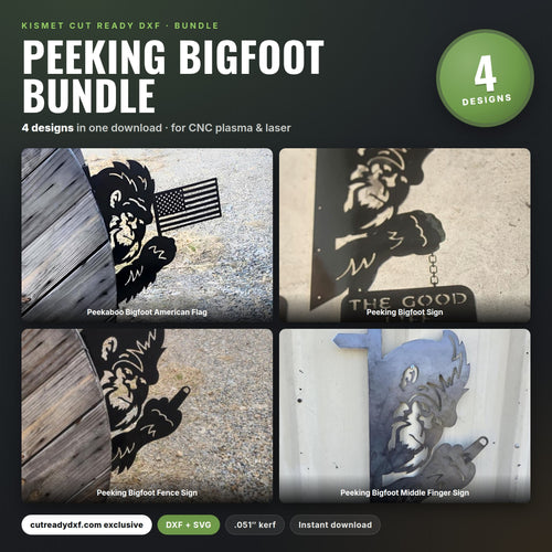 Peeking Bigfoot Bundle DXF/SVG design preview with file details