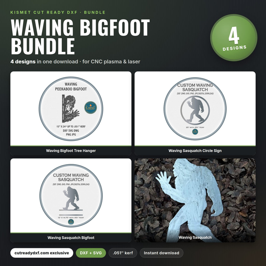 Waving Bigfoot Bundle DXF/SVG design preview with file details